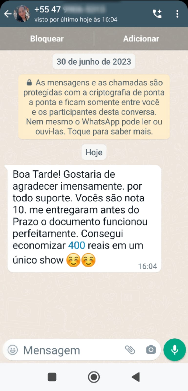 Depoimento de estudante 4